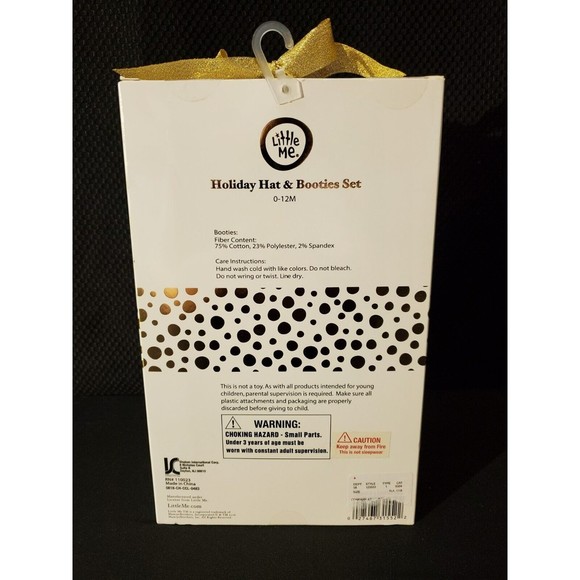 𝅺LITTLE ME Baby 1st Christmas Holiday Sequin Santa HAT & BOOTIES Set 0-12M NEW - Picture 2 of 4